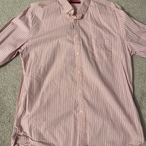 Alfani Men's Pink and White Striped Button Down Shirt